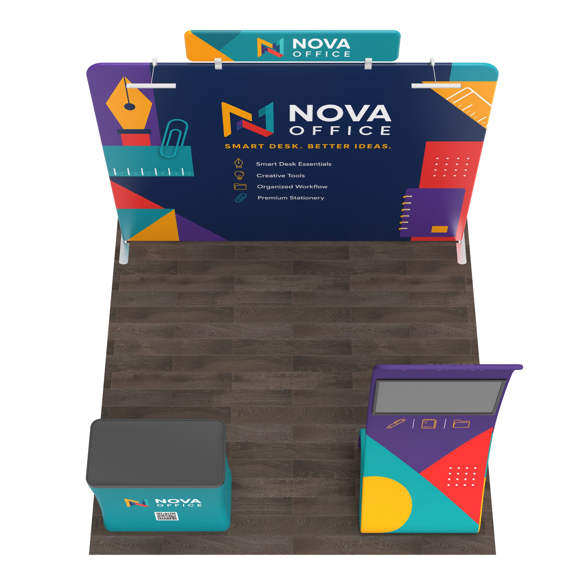 10x10 TenseFlex™ Modular Media Booth Display C - QuickShowDisplay