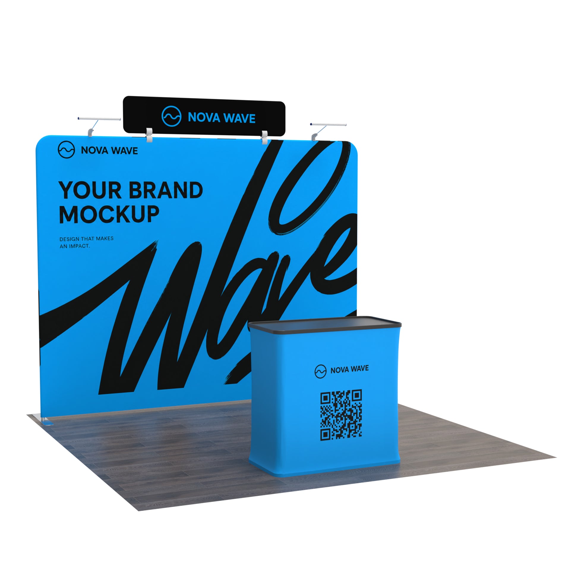 10x10 TenseFlex™ Header Straight Booth Display - QuickShowDisplay