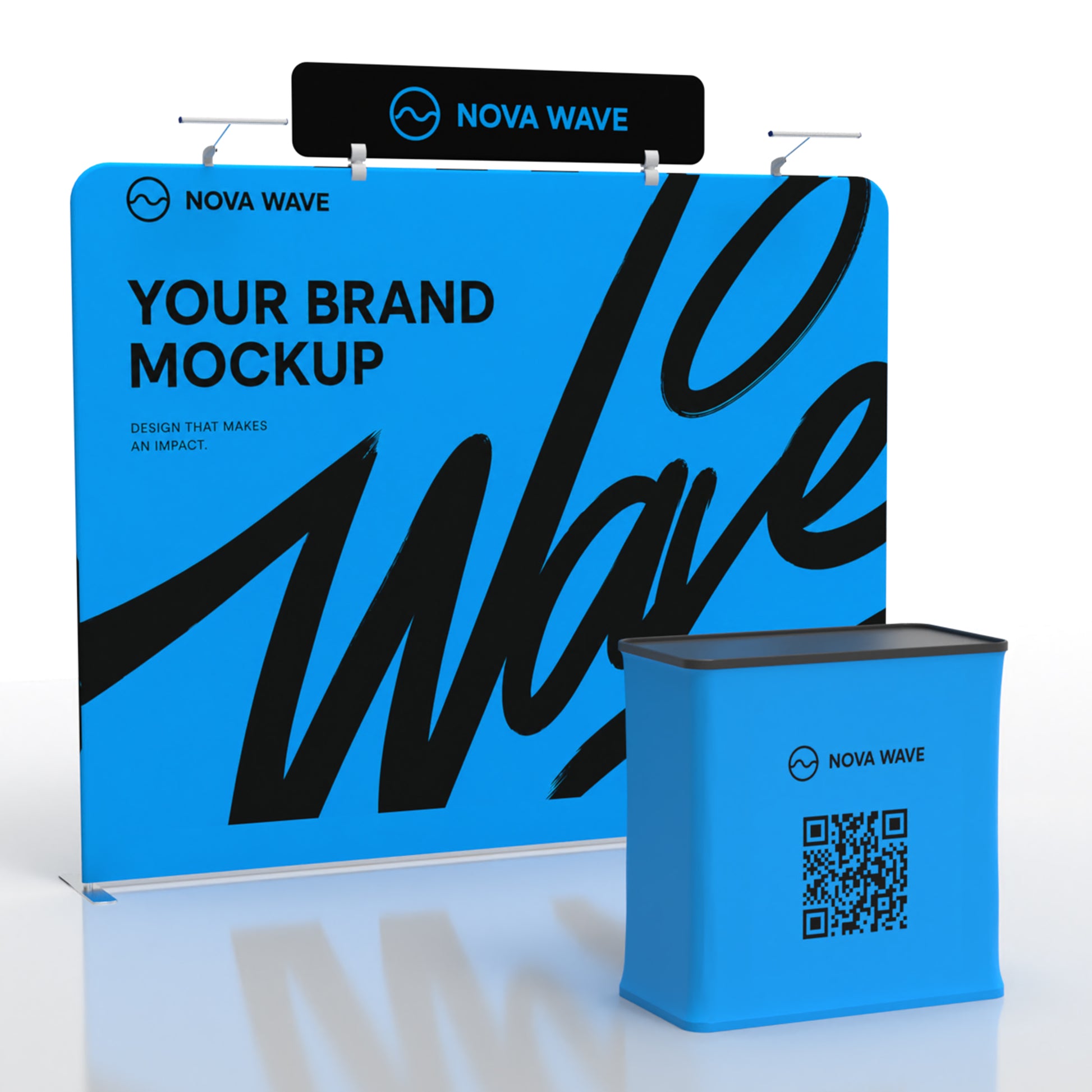 10x10 TenseFlex™ Header Straight Booth Display - QuickShowDisplay