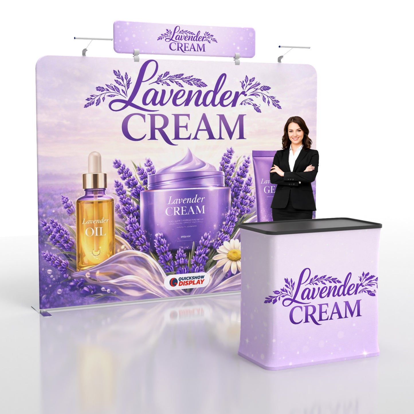 10ft TenseFlex™ Booth with Header - QuickShowDisplay