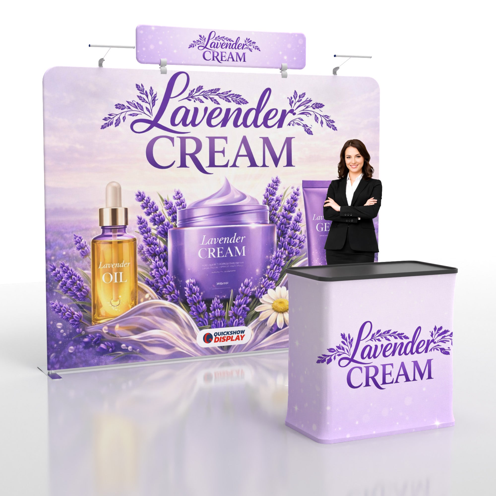 10ft TenseFlex™ Booth with Header - QuickShowDisplay