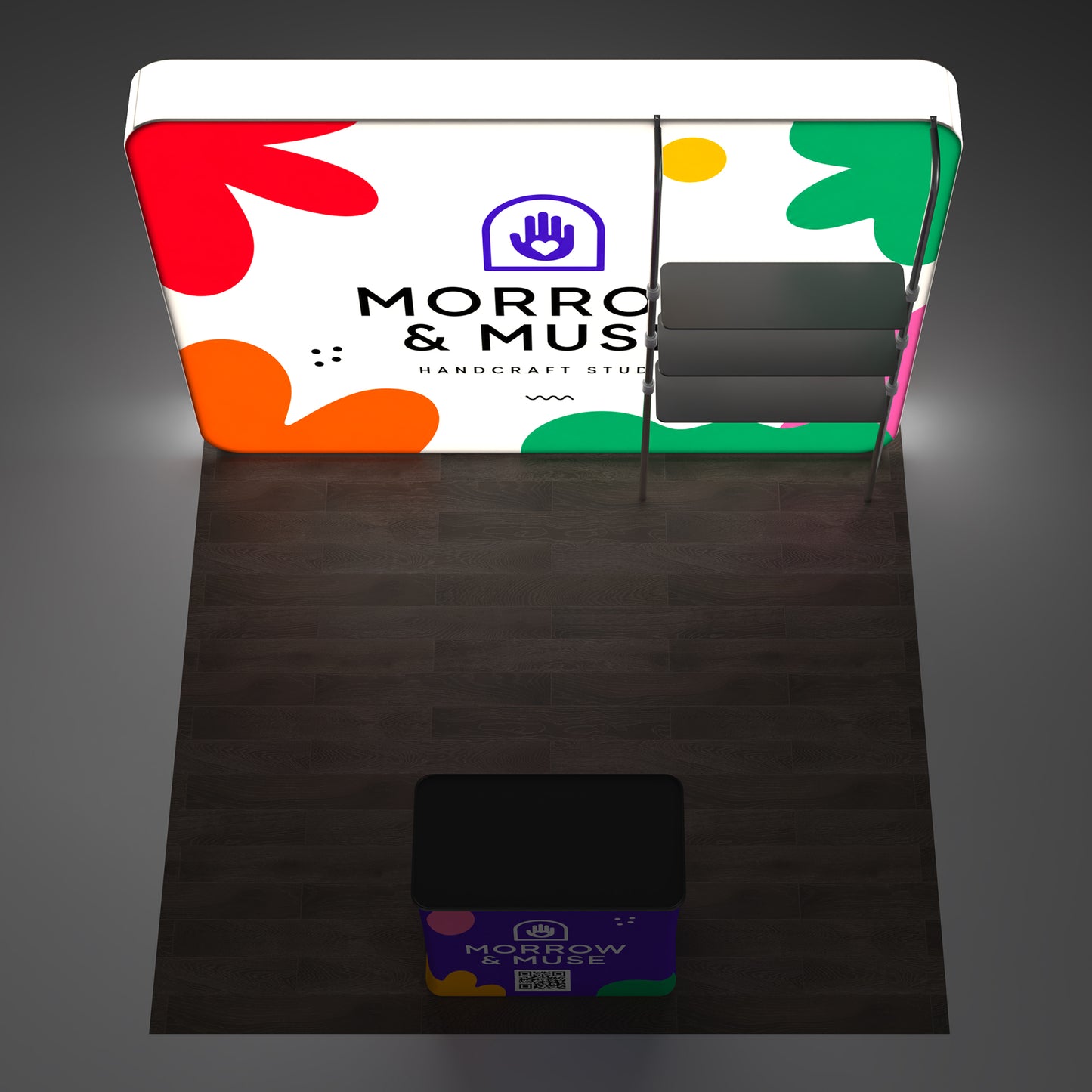 Custom 10x10 Backlit Trade Show Booth, LED Lightbox Display with Tri-Layer Shelving & Hardcase for Product Demos - QuickShowDisplay