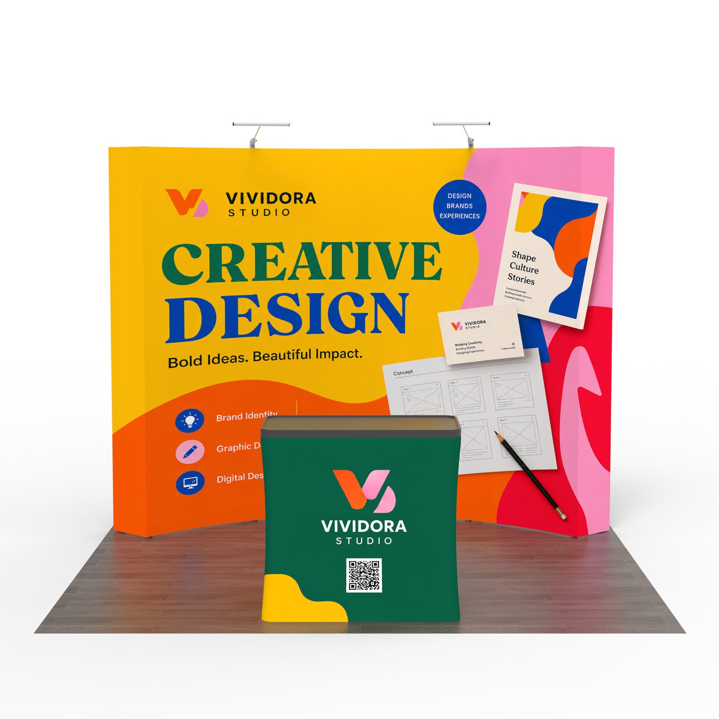 10x10 TensePop™ Curved Trade Show Booth Display - QuickShowDisplay