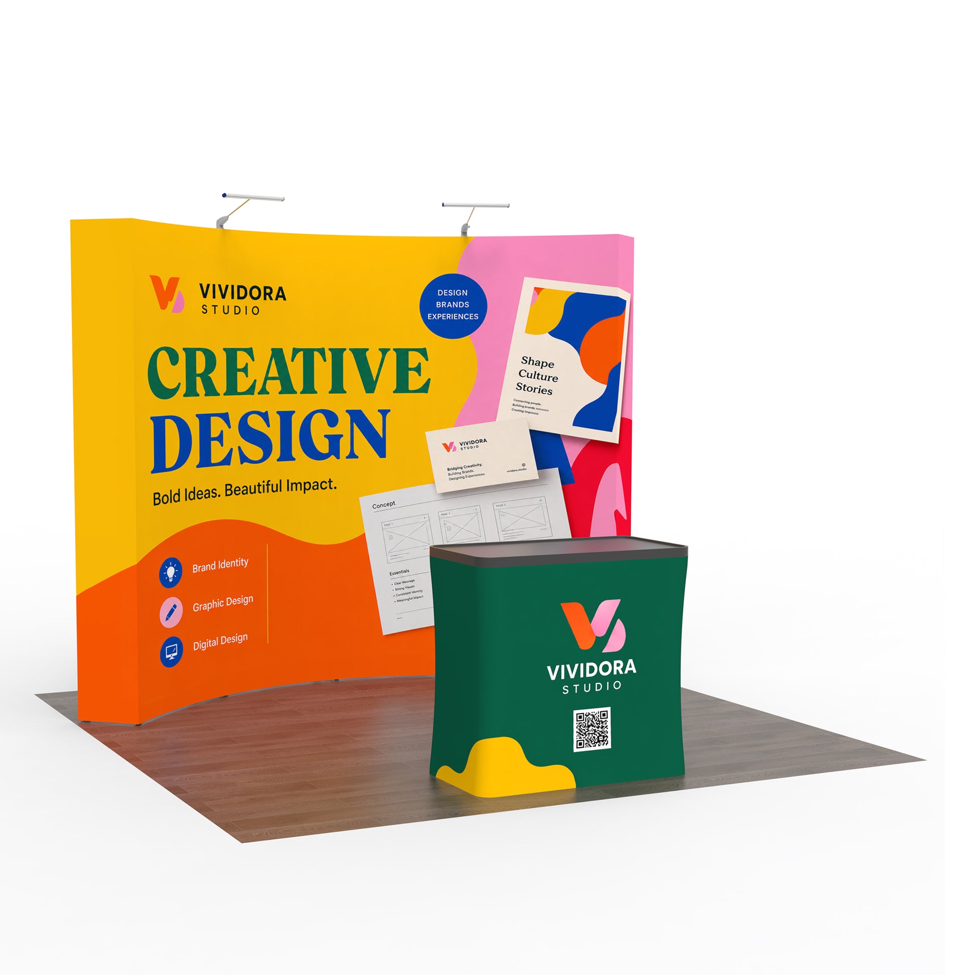 10x10 TensePop™ Curved Trade Show Booth Display - QuickShowDisplay