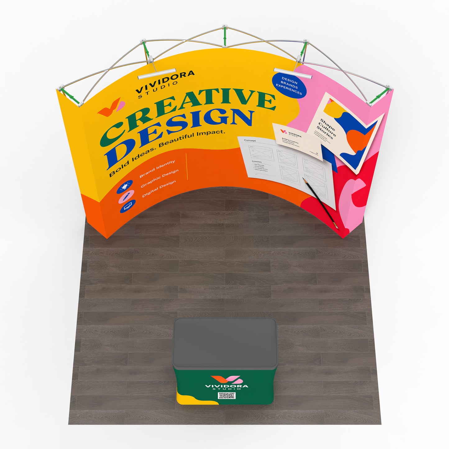 10x10 TensePop™ Curved Trade Show Booth Display - QuickShowDisplay