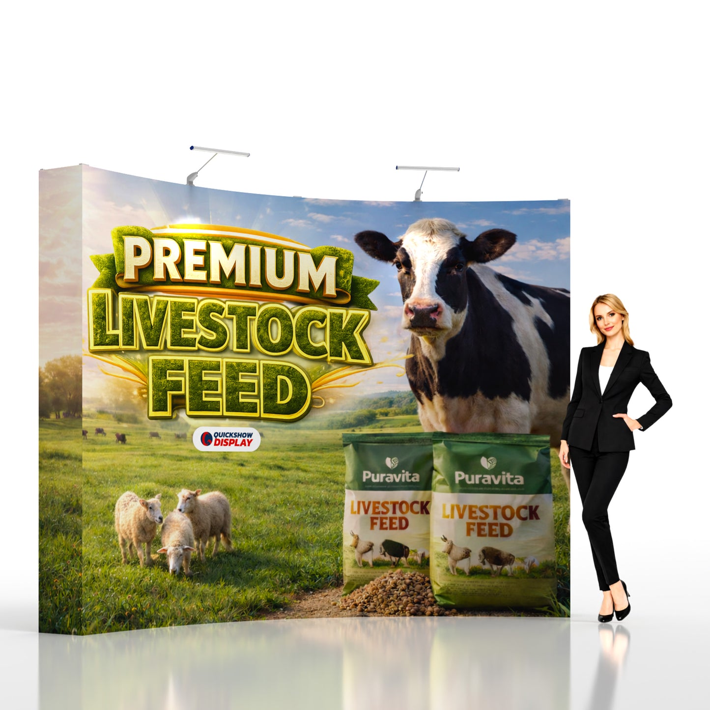 10ft TensePop™ Fabric Backdrop-Curved - QuickShowDisplay