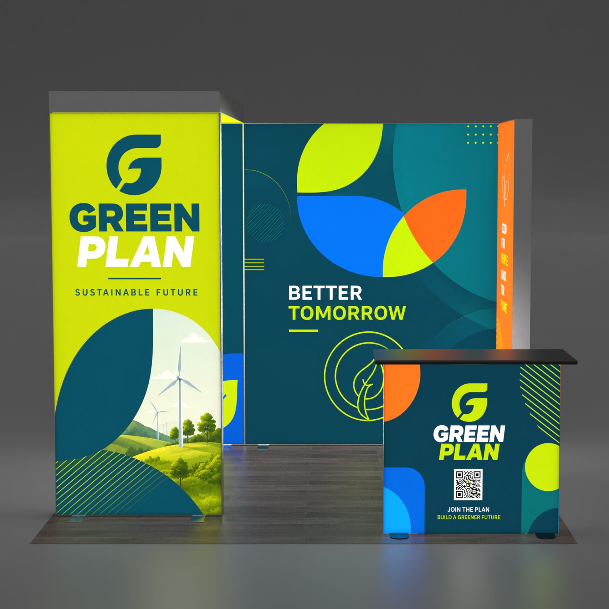 10x10 EdgeLumi™ PRO Aluminum Modular Bridge SEG Backlit Booth Display - QuickShowDisplay