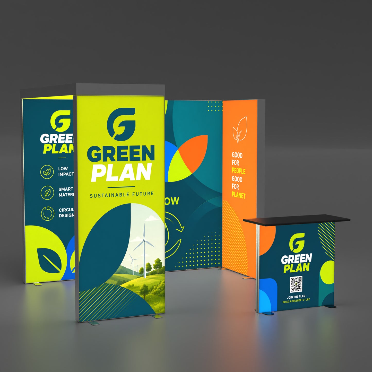 10x10 EdgeLumi™ PRO Aluminum Modular Bridge SEG Backlit Booth Display - QuickShowDisplay