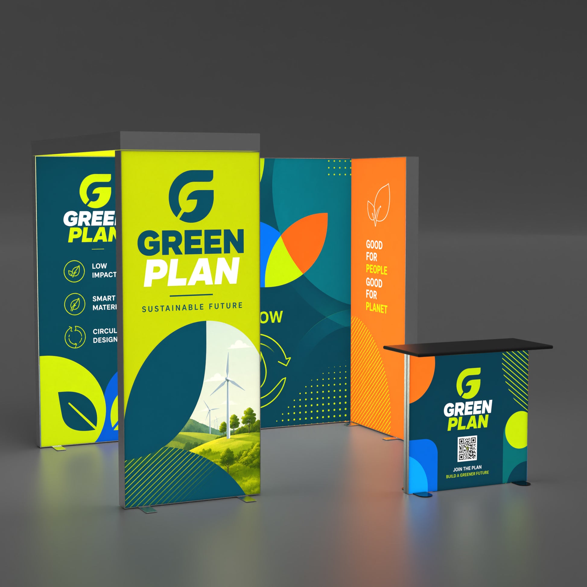 10x10 EdgeLumi™ PRO Aluminum Modular Bridge SEG Backlit Booth Display - QuickShowDisplay