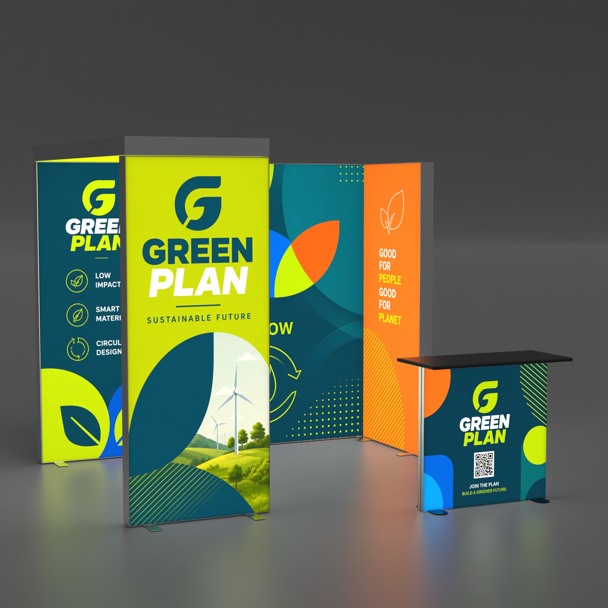 10x10 EdgeLumi™ PRO Aluminum Modular Bridge SEG Backlit Booth Display - QuickShowDisplay