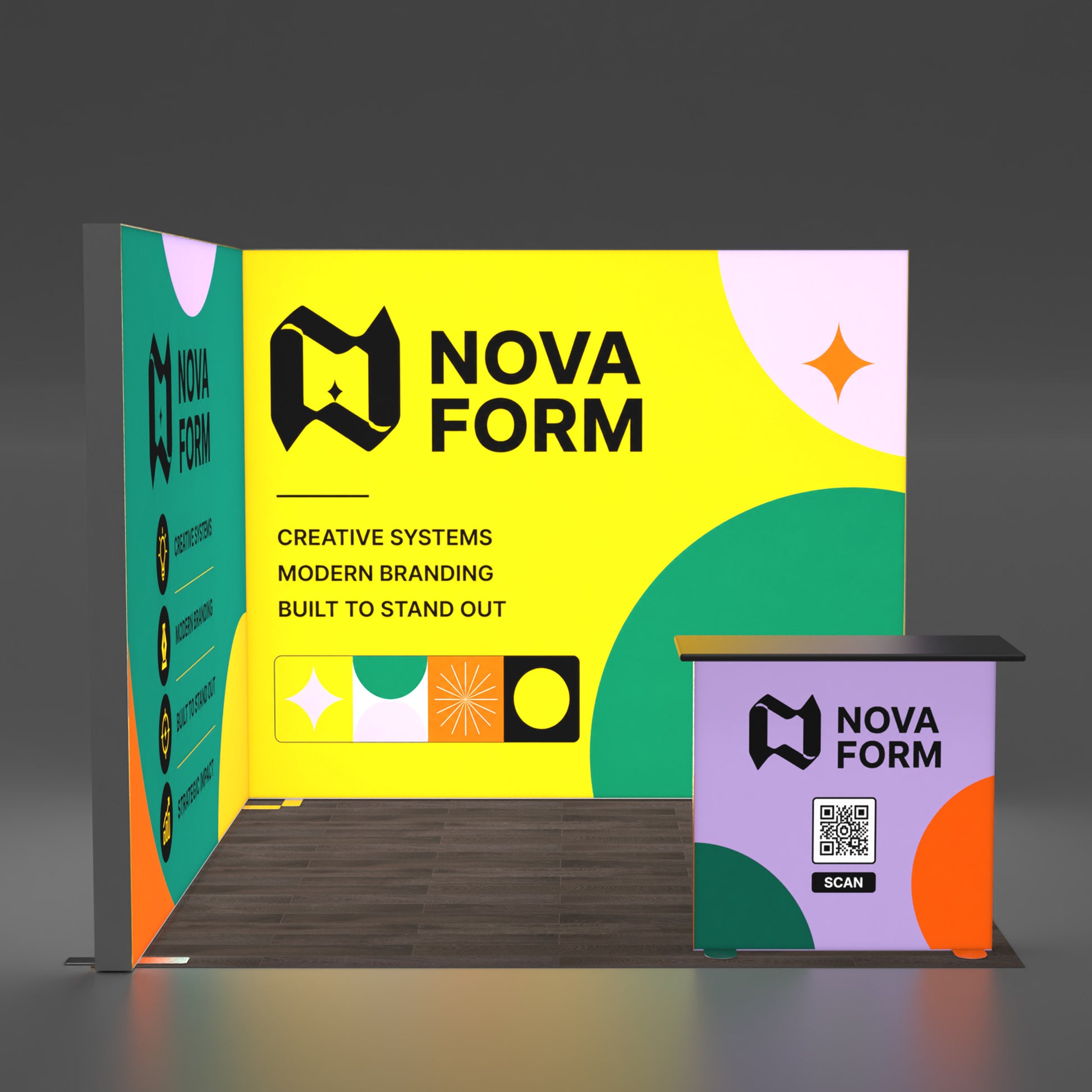 10x10 EdgeLumi™ PRO Aluminum Modular L-Shaped SEG Backlit Booth Display - QuickShowDisplay