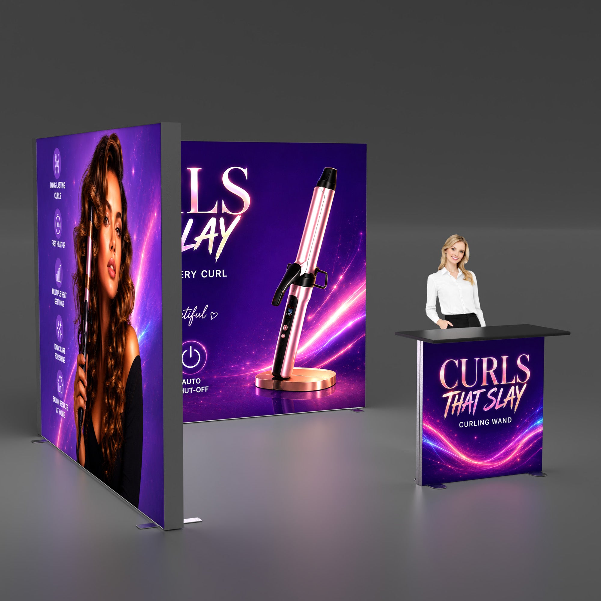 10ft EdgeLumi™ Booth Kit C | Dual Large-Panel Backlit SEG Display