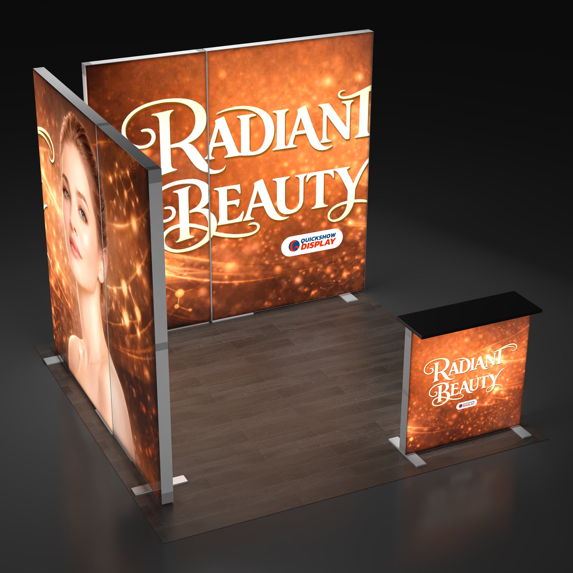 10ft EdgeLumi™ Collapsible Lightboxes Booth Kit - C - QuickShowDisplay