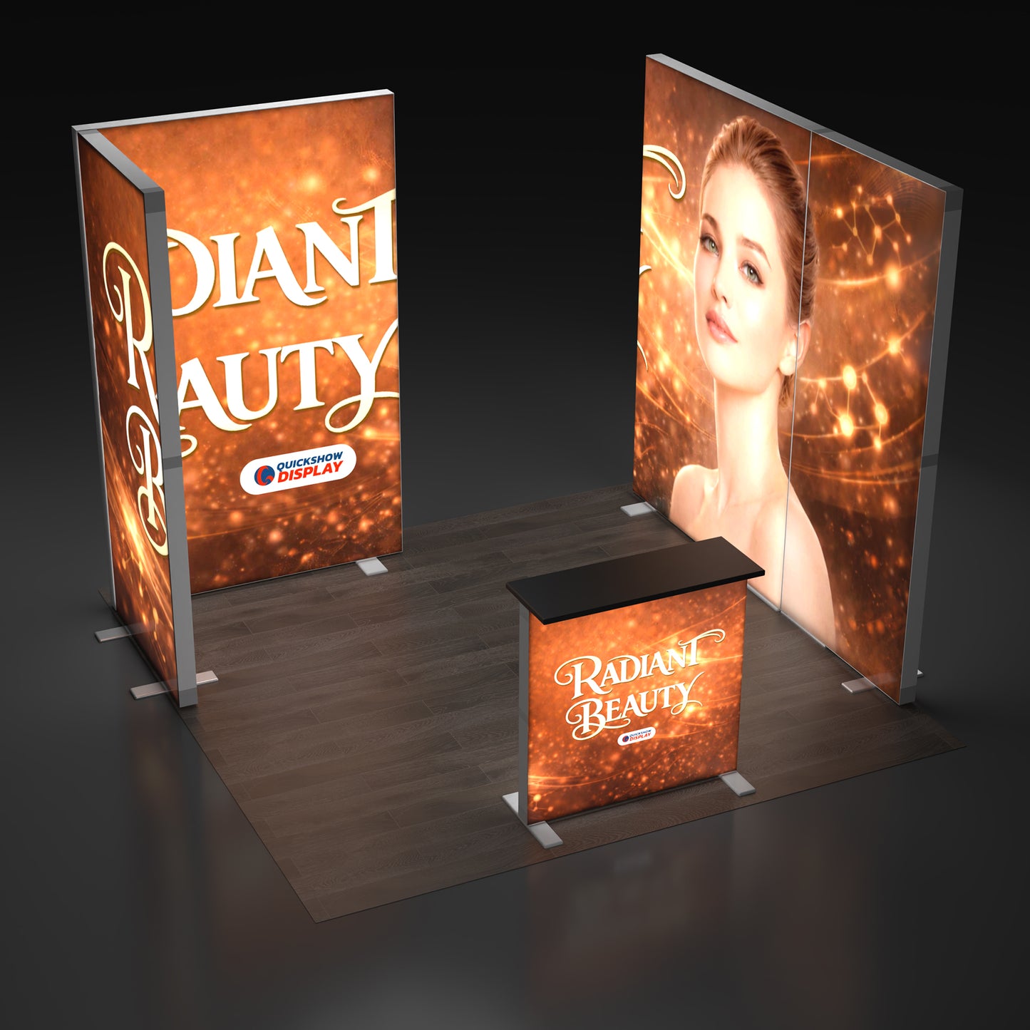 10ft EdgeLumi™ Collapsible Lightboxes Booth Kit - C - QuickShowDisplay
