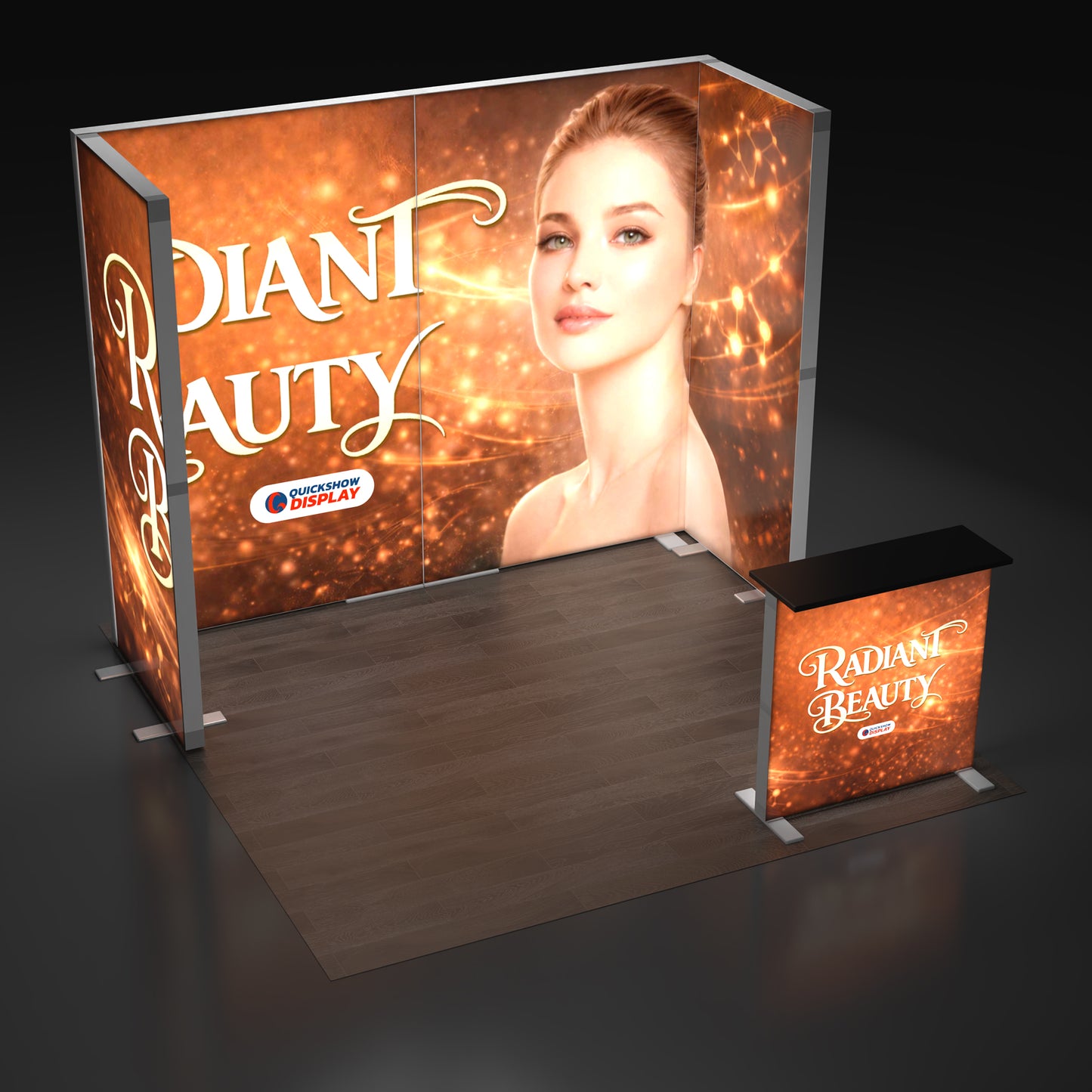 10ft EdgeLumi™ Collapsible Lightboxes Booth Kit - C - QuickShowDisplay