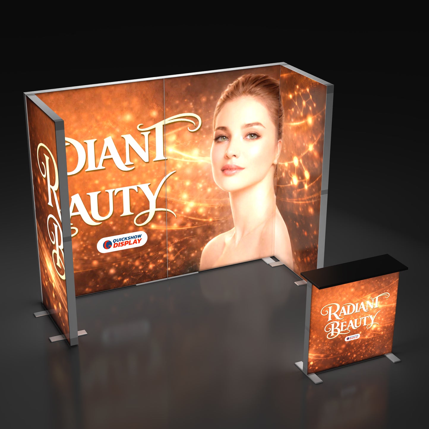 10ft EdgeLumi™ Collapsible Lightboxes Booth Kit - C - QuickShowDisplay
