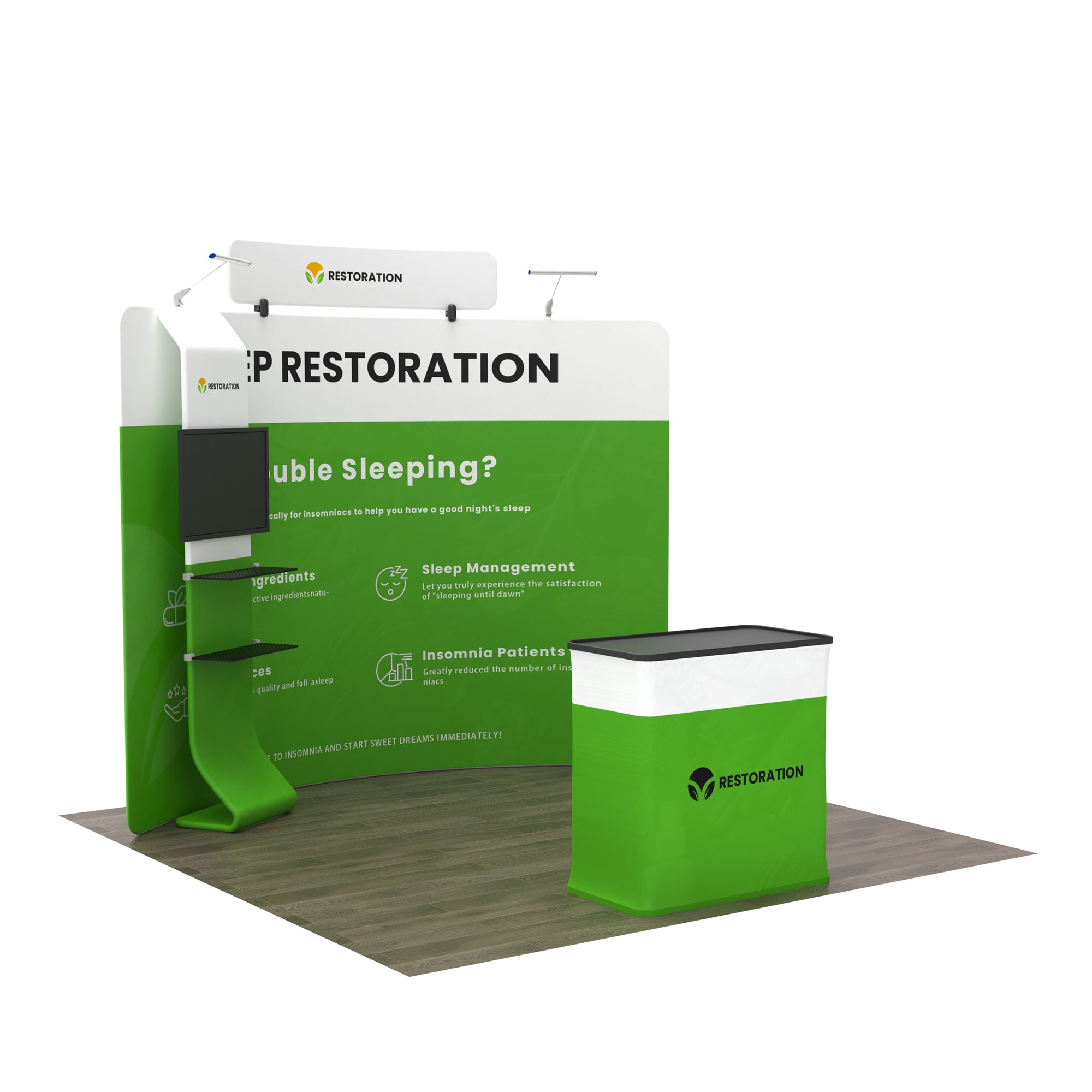 10x10 TenseFlex Curved Media Trade Show Displays - Waterfall