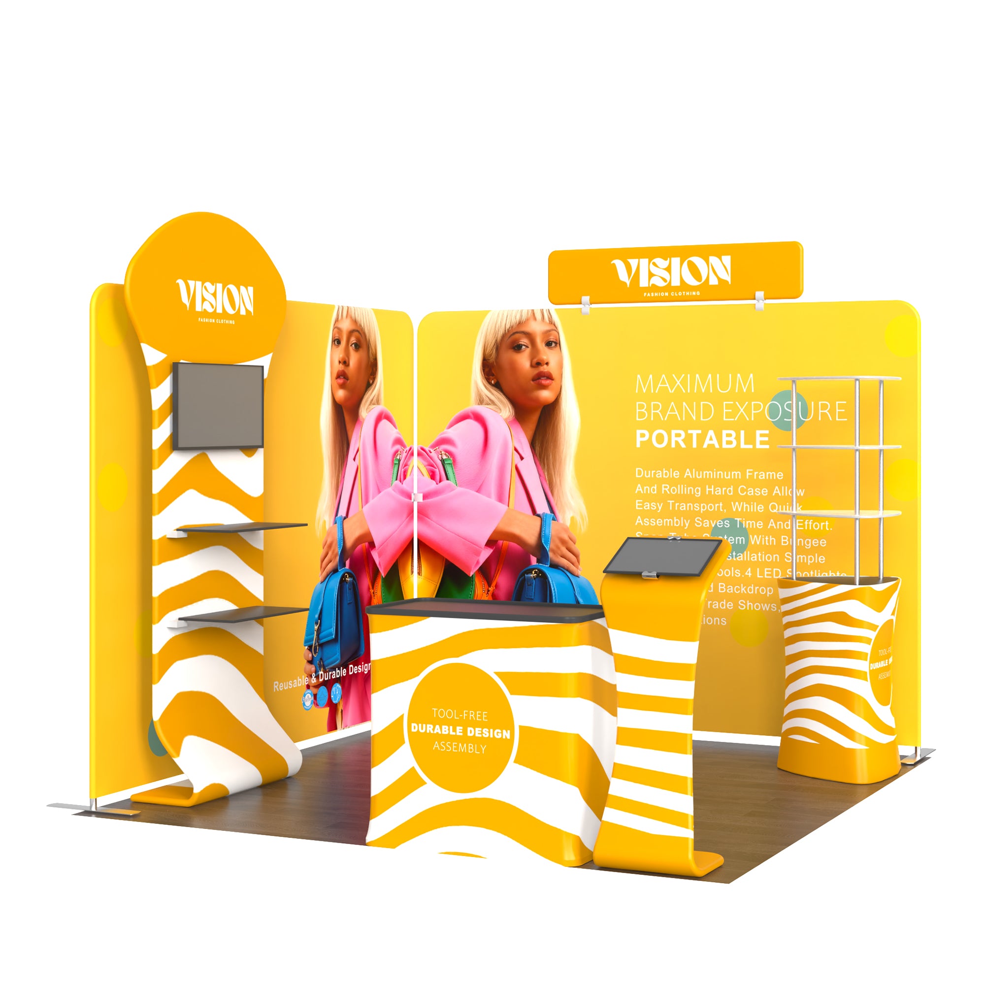 10x10 Corner Trade Show Booth 05 - QuickShowDisplay