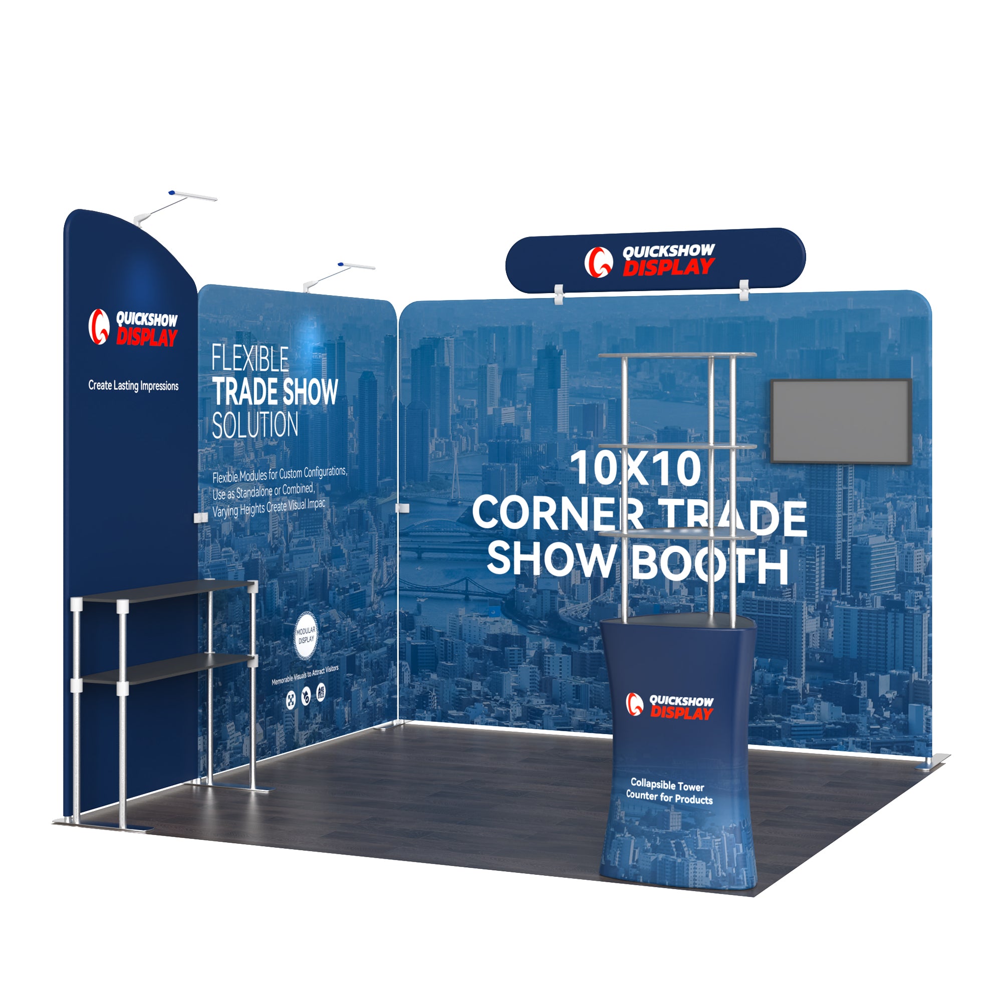 10x10 Corner Trade Show Booth 03 - QuickShowDisplay