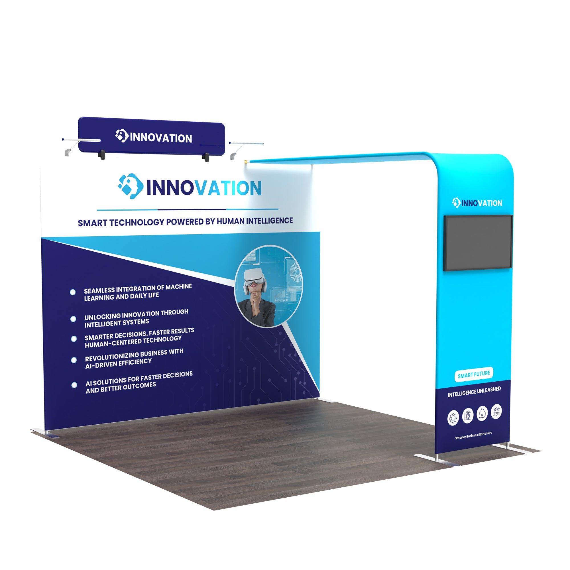 10x10 TenseFlex Media Trade Show Booth - Bridge
