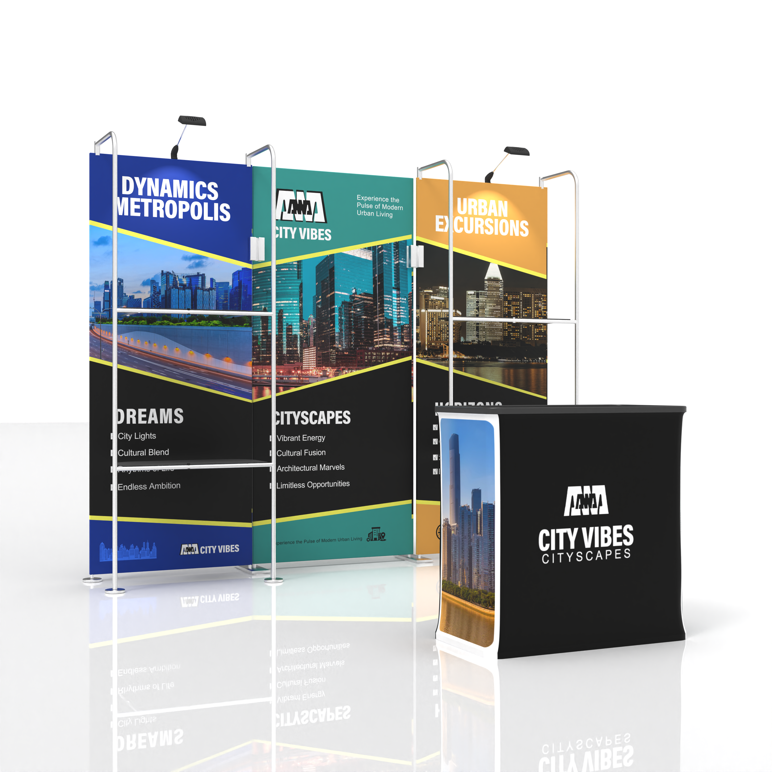 10x10 TenseFlex Trade Show Displays - Merchandising