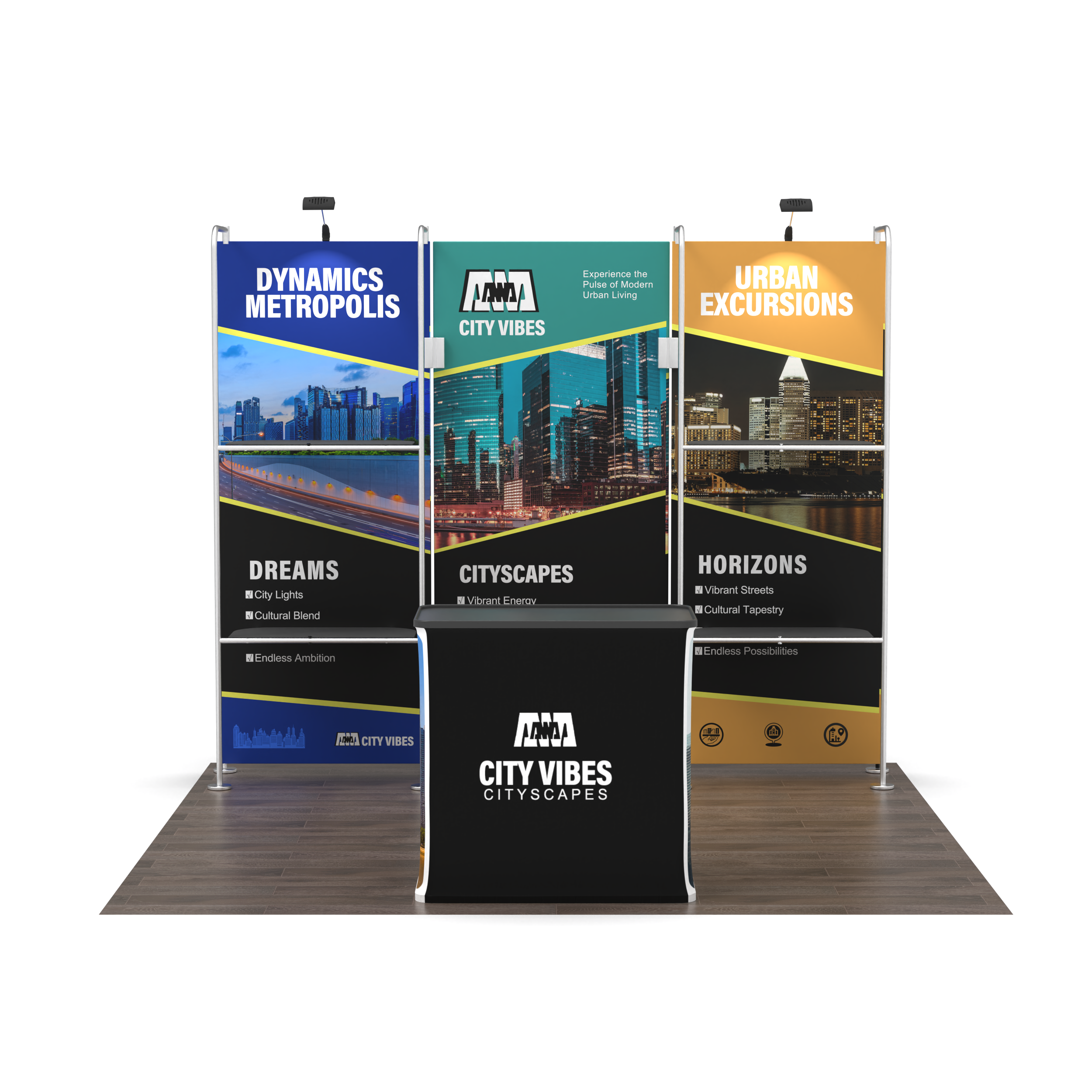 10x10 TenseFlex Trade Show Booth - Merchandising