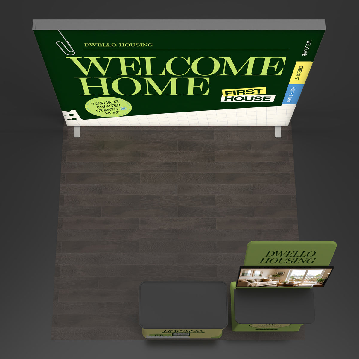 10x10 EdgeLumi™ Inile Backlit SEG Trade Show Booth with Monitor Stand - QuickShowDisplay