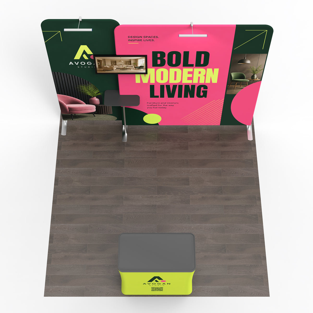 10x10 Media-Ready™ Modular Trade Show Booth Display G - QuickShowDisplay