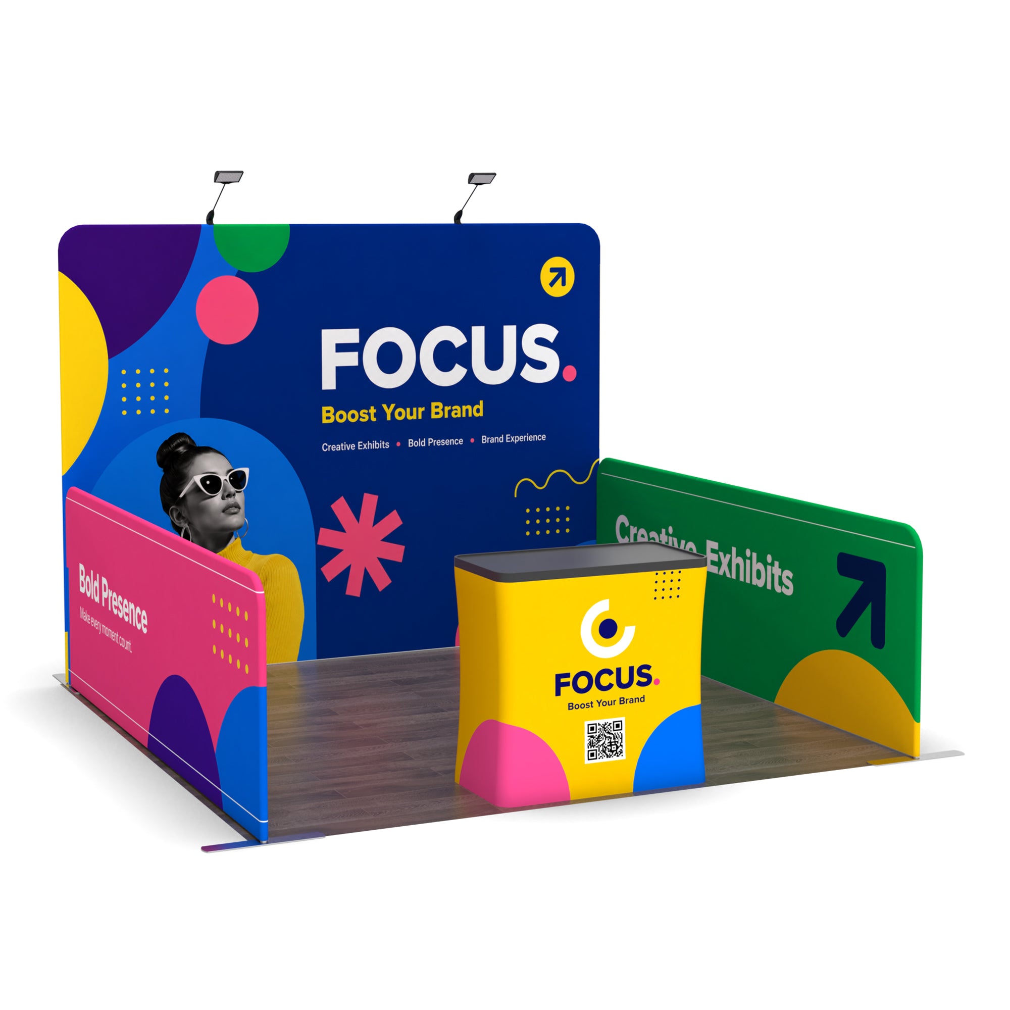 10x10 Semi-Enclosed Inline Trade Show Booth Display