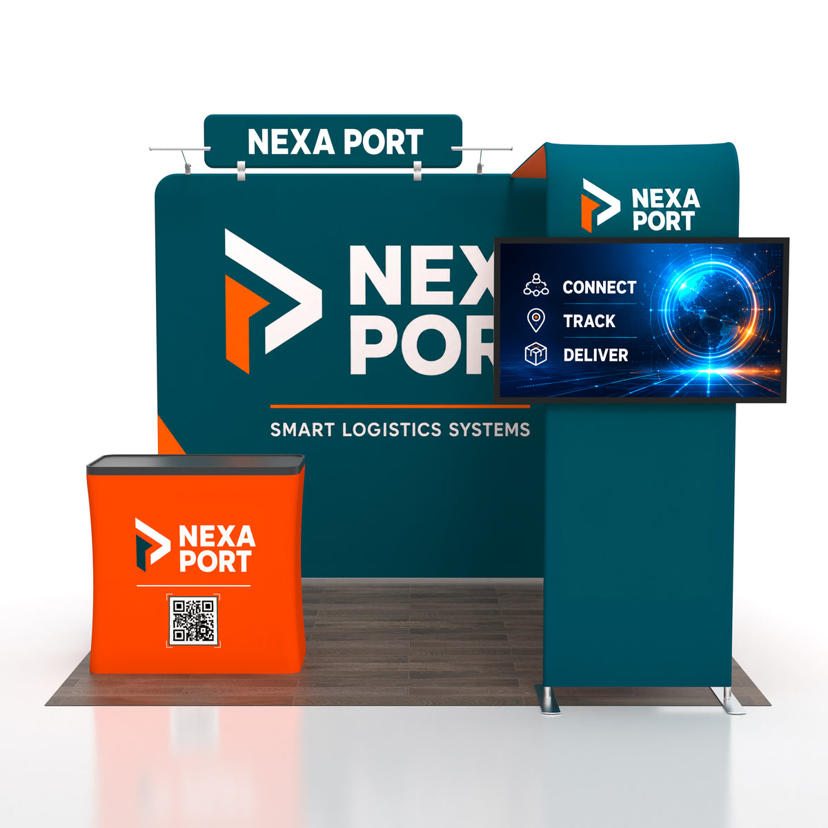 10x10 TenseFlex™ Media Bridge Booth Display - QuickShowDisplay