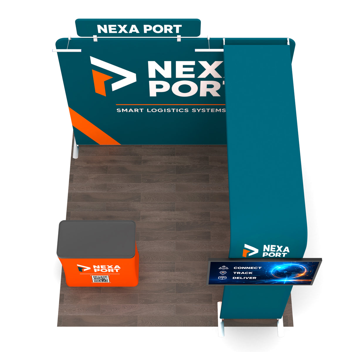 10x10 TenseFlex™ Media Bridge Booth Display - QuickShowDisplay