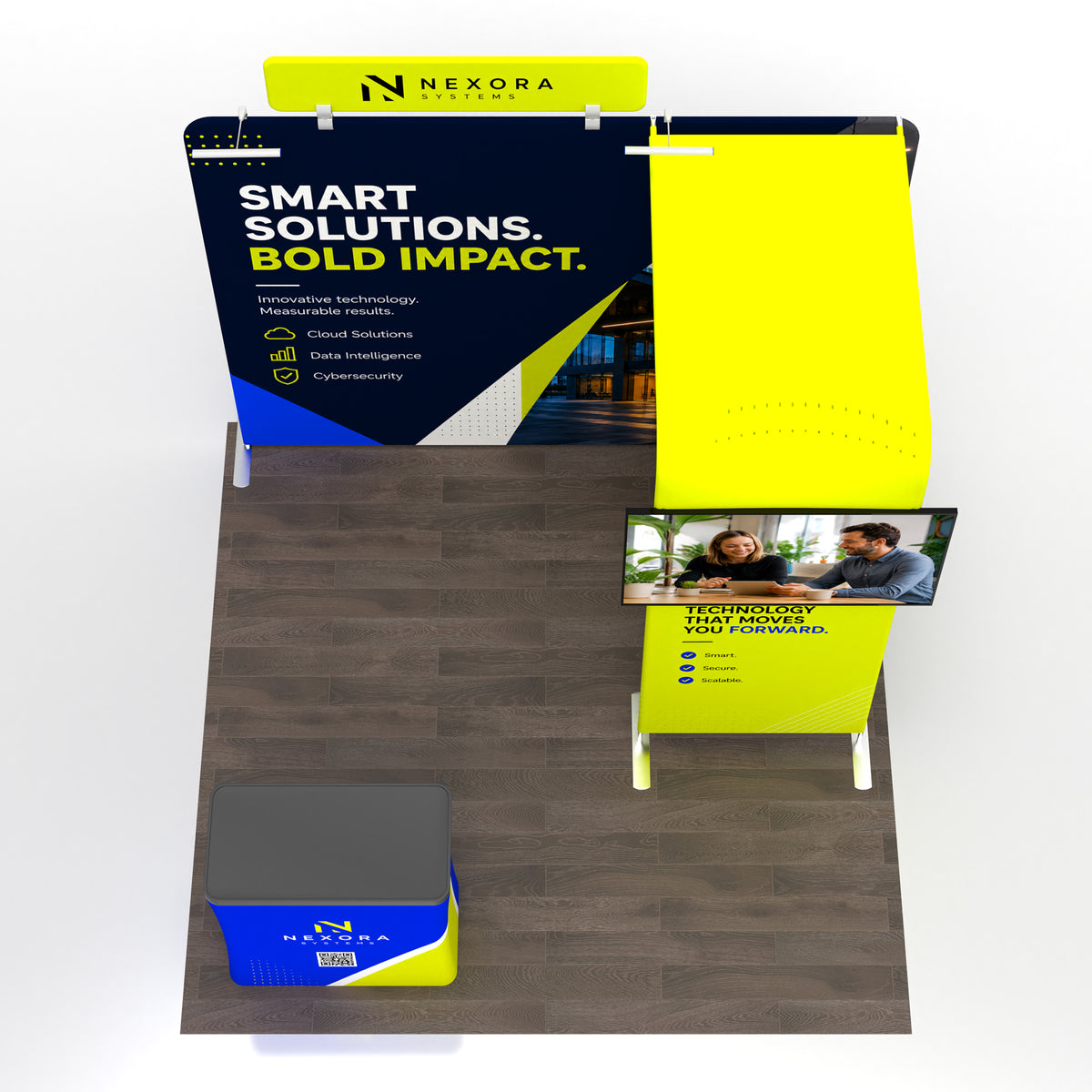 10x10 TenseFlex™ Media Half-Bridge Booth Display - QuickShowDisplay
