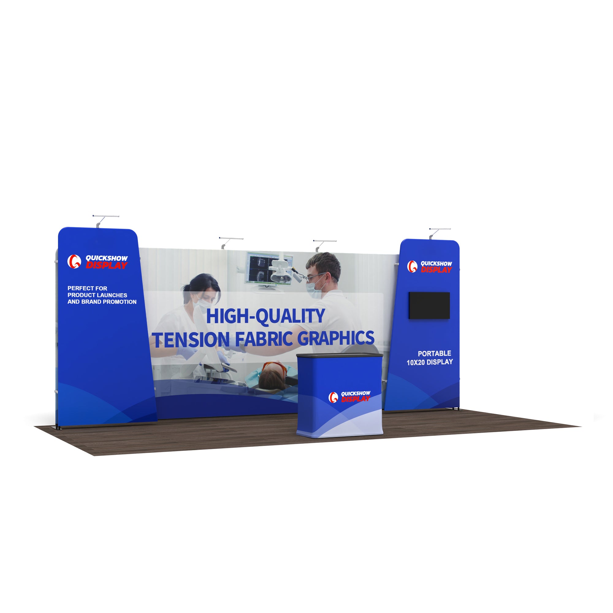 10x20 Trade Show Media Booth 01 - QuickShowDisplay