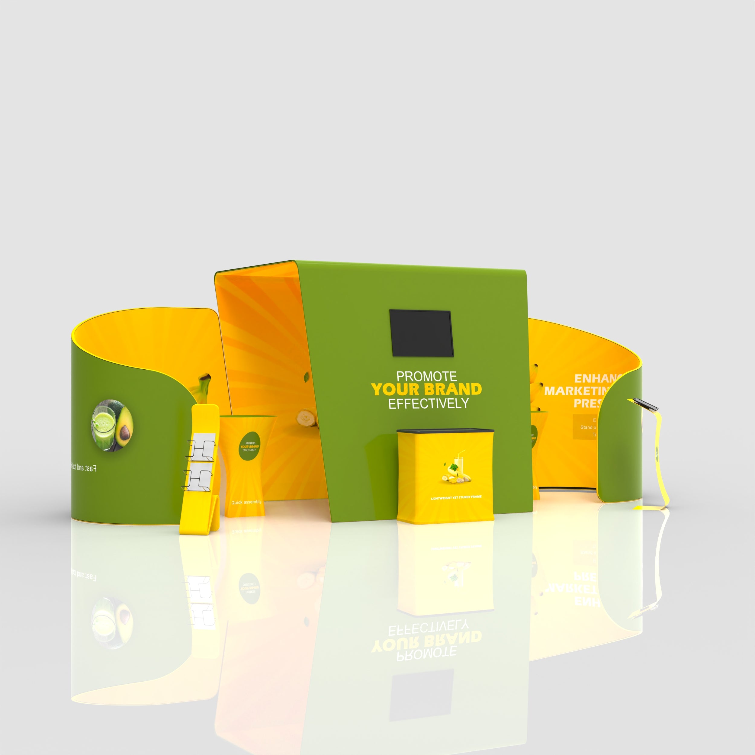 10x20 Trade Show Media Booth 04 - QuickShowDisplay