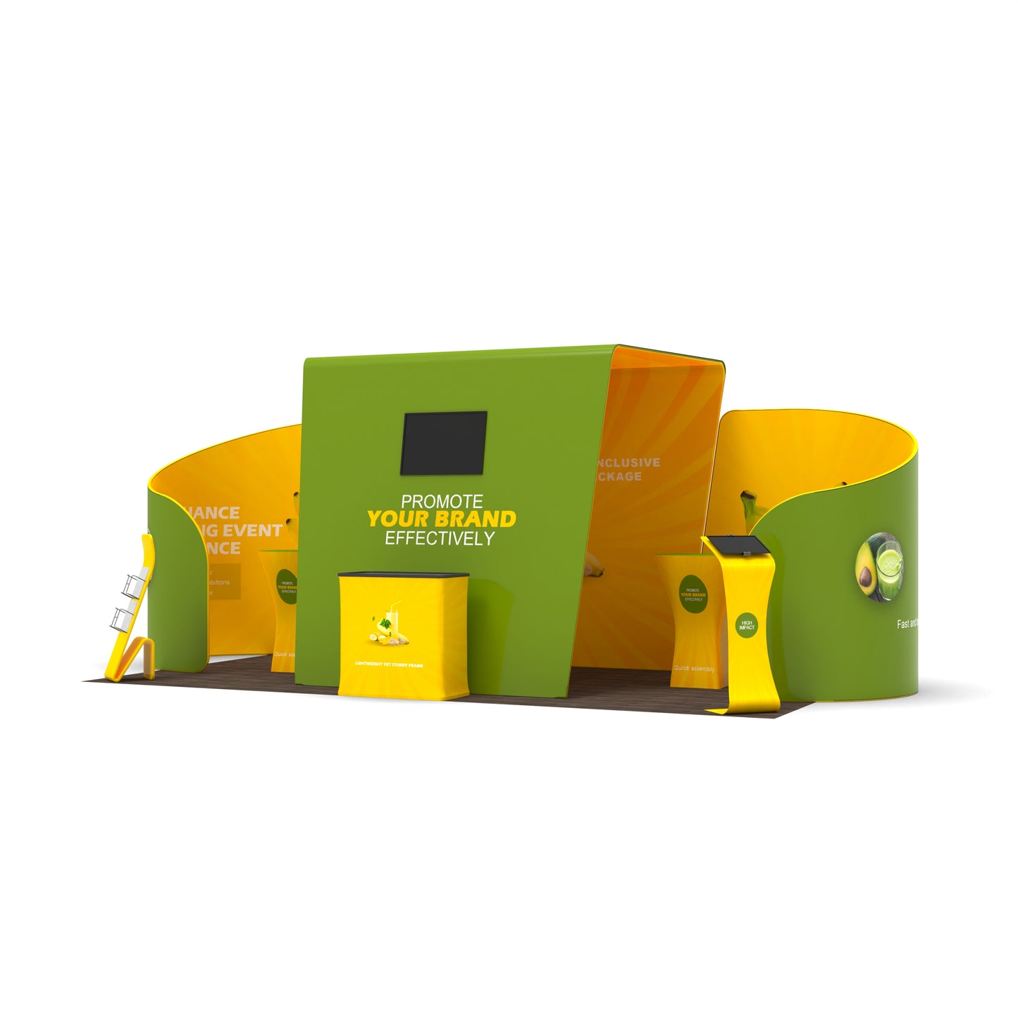 10x20 Trade Show Media Booth 04 - QuickShowDisplay