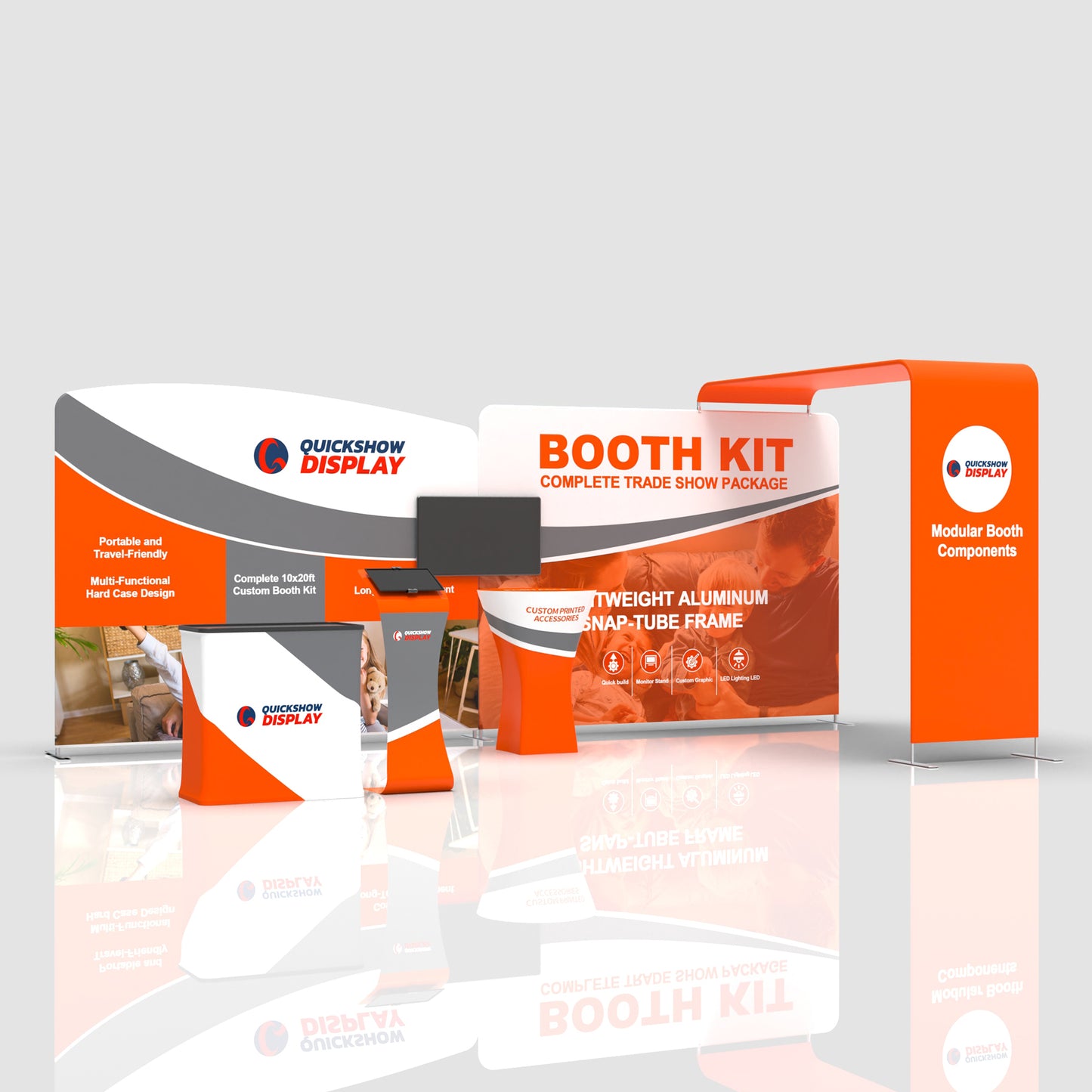 10x20 Trade Show Media Booth 03 - QuickShowDisplay