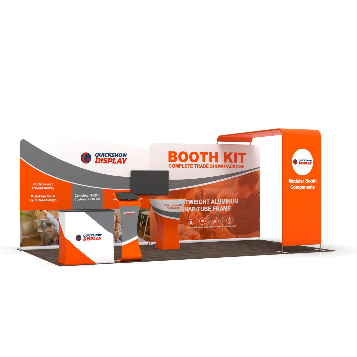 10x20 Trade Show Media Booth 03 - QuickShowDisplay