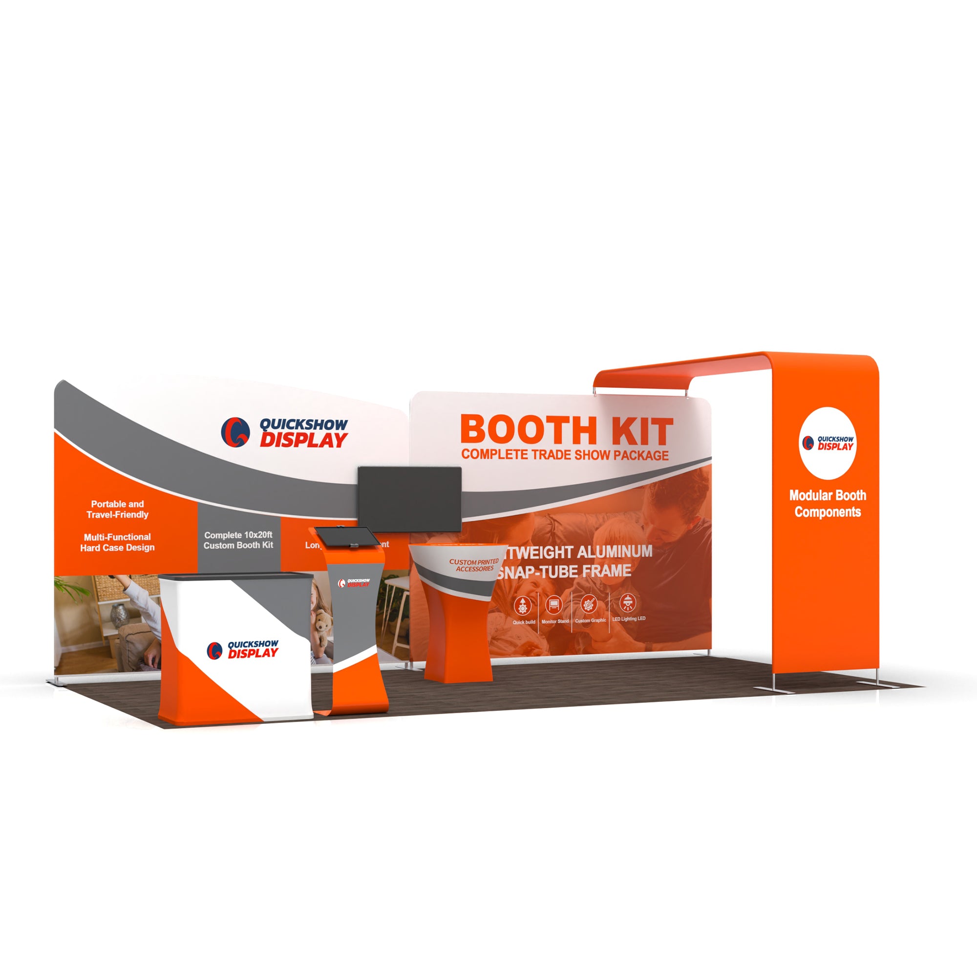 10x20 Trade Show Media Booth 03 - QuickShowDisplay
