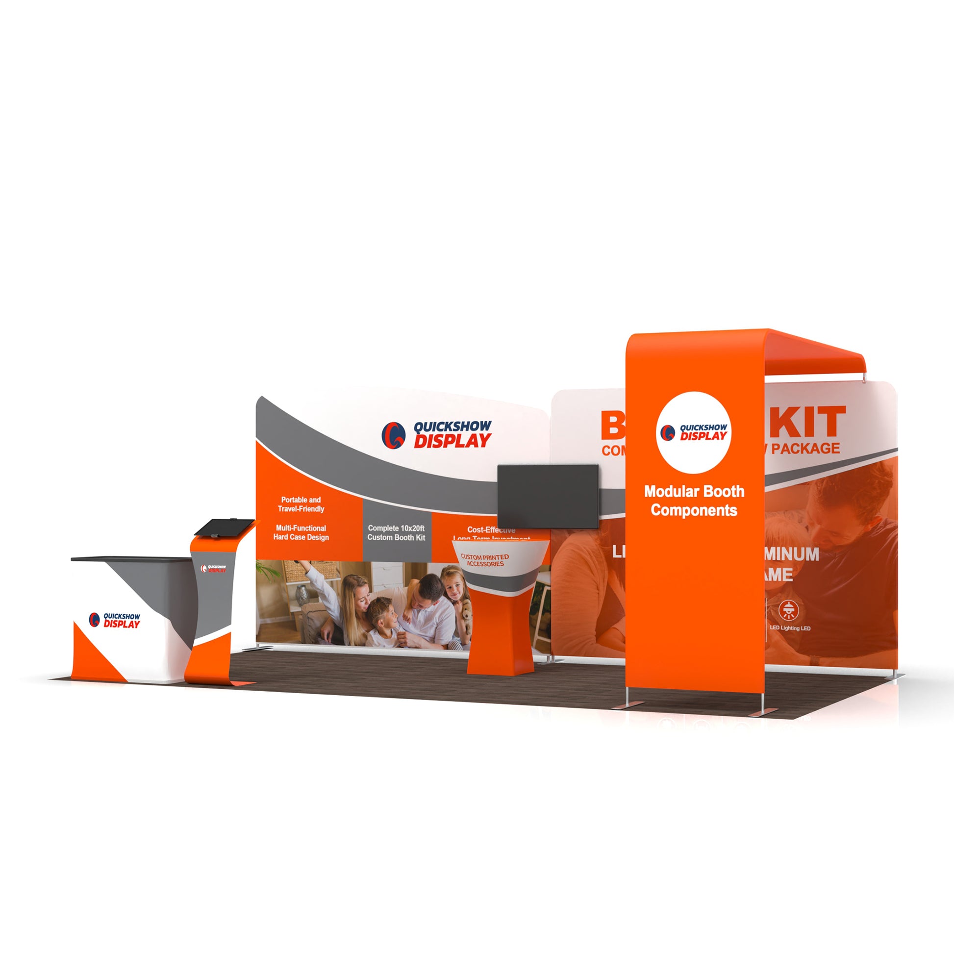 10x20 Trade Show Media Booth 03 - QuickShowDisplay