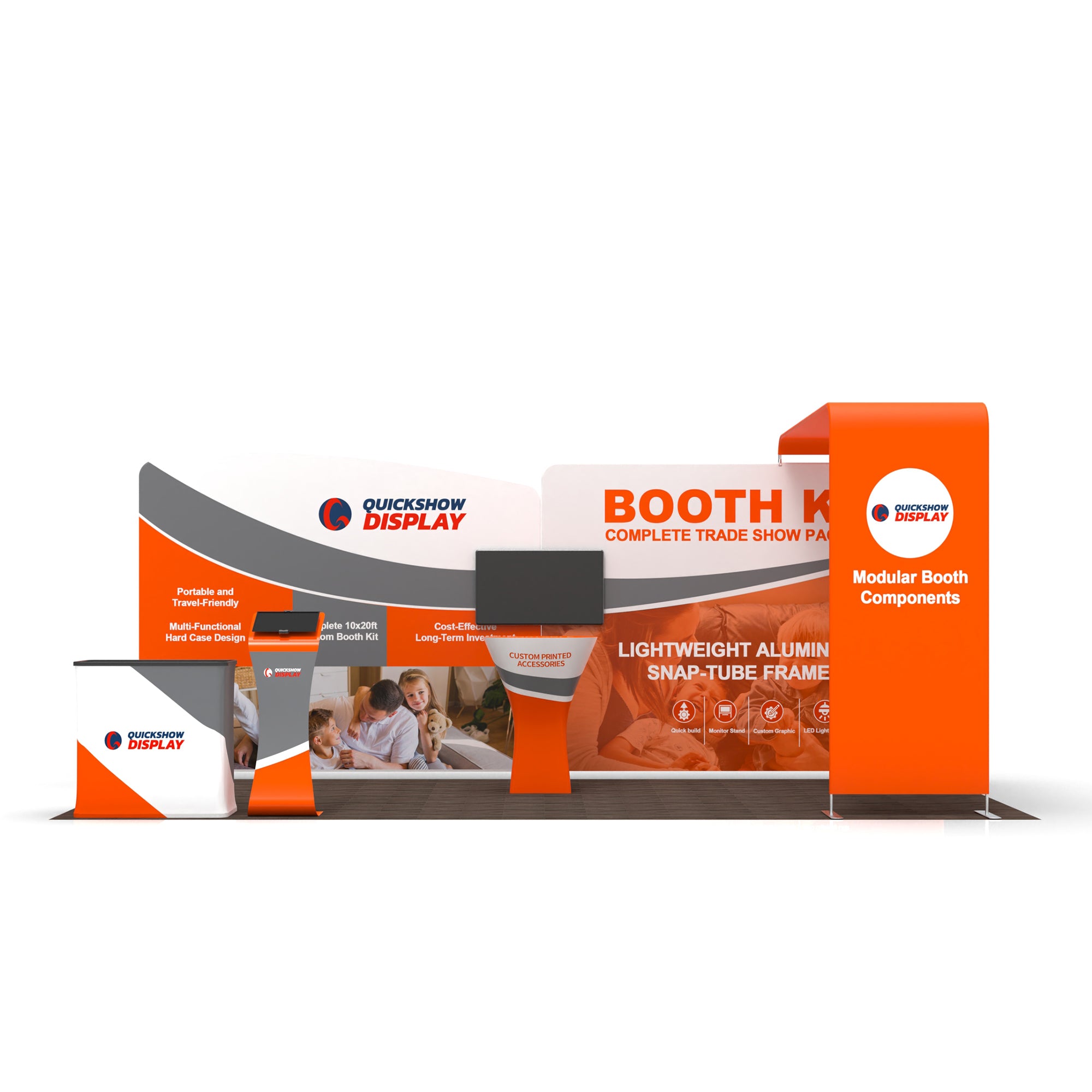 10x20 Trade Show Media Booth 03 - QuickShowDisplay