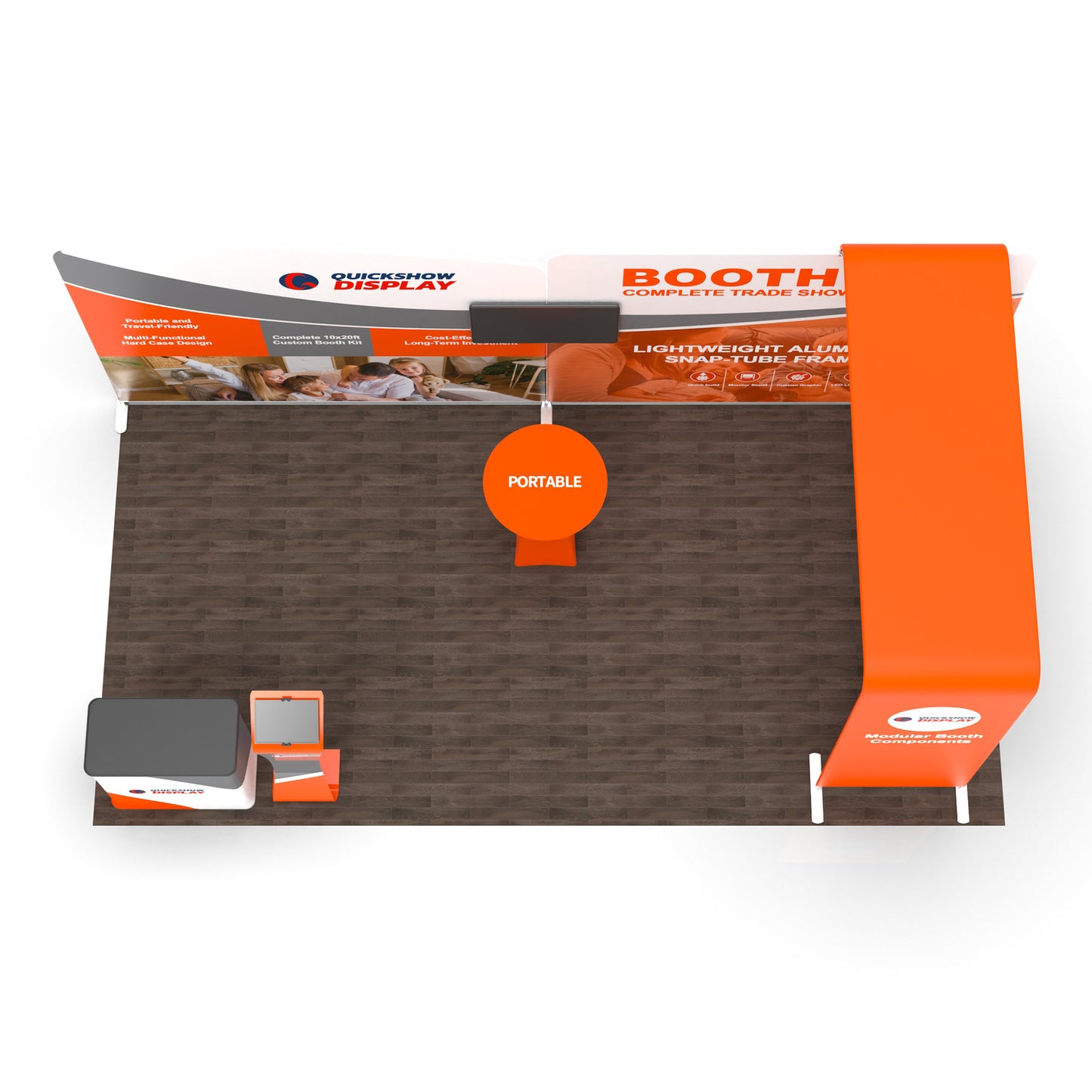 10x20 Trade Show Media Booth 03 - QuickShowDisplay