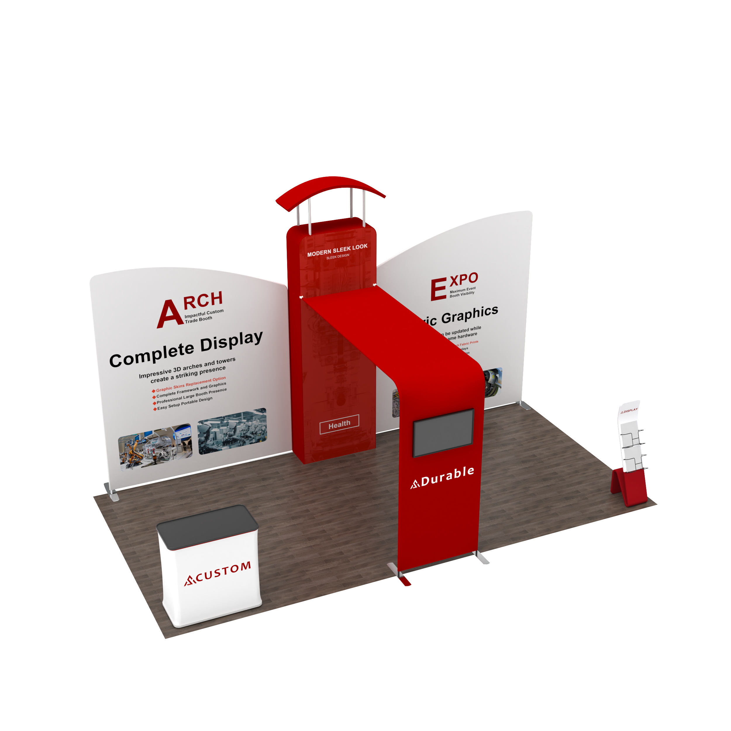 10x20 Trade Show Media Booth 02 - QuickShowDisplay