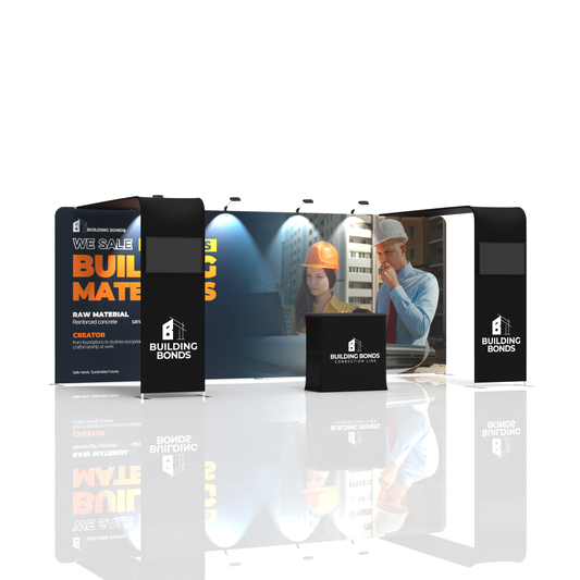 10x20 TenseFlex Media Trade Show Displays - Double Bridge