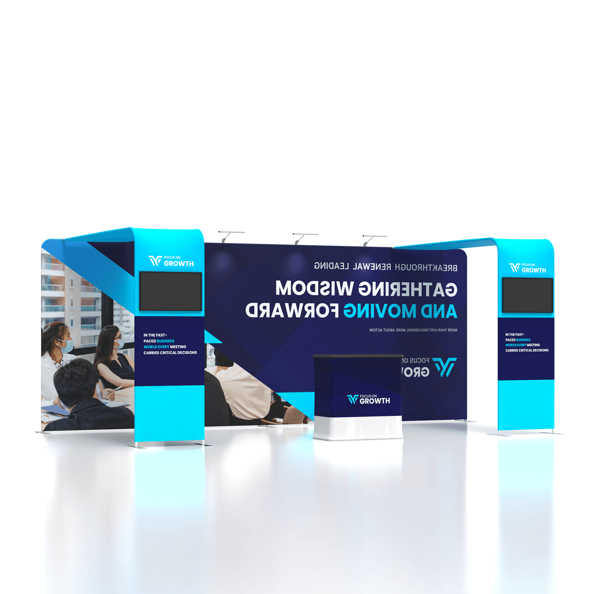 10x20 TenseFlex Media Trade Show Displays - Double Bridge