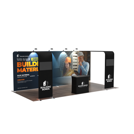 10x20 TenseFlex Media Trade Show Displays - Double Bridge