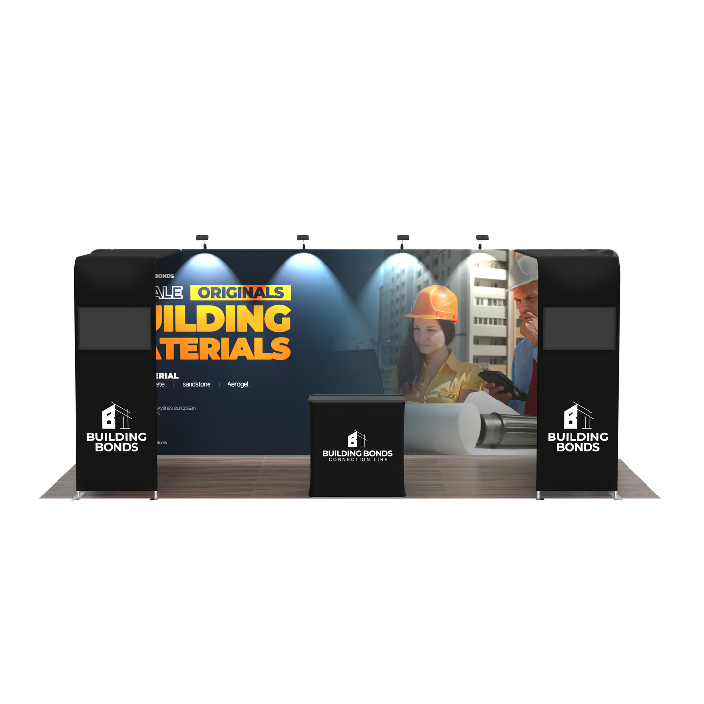 10x20 TenseFlex Media Trade Show Displays - Double Bridge