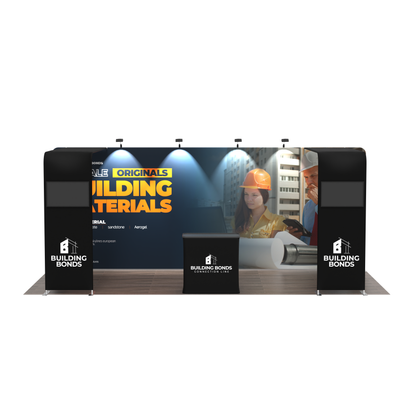 10x20 TenseFlex Media Trade Show Displays - Double Bridge
