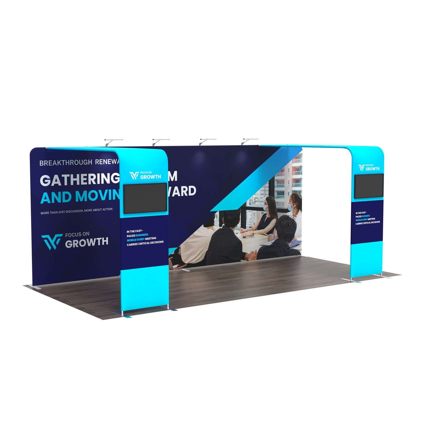 10x20 TenseFlex Media Trade Show Booth - Double Bridge - QuickShowDisplay