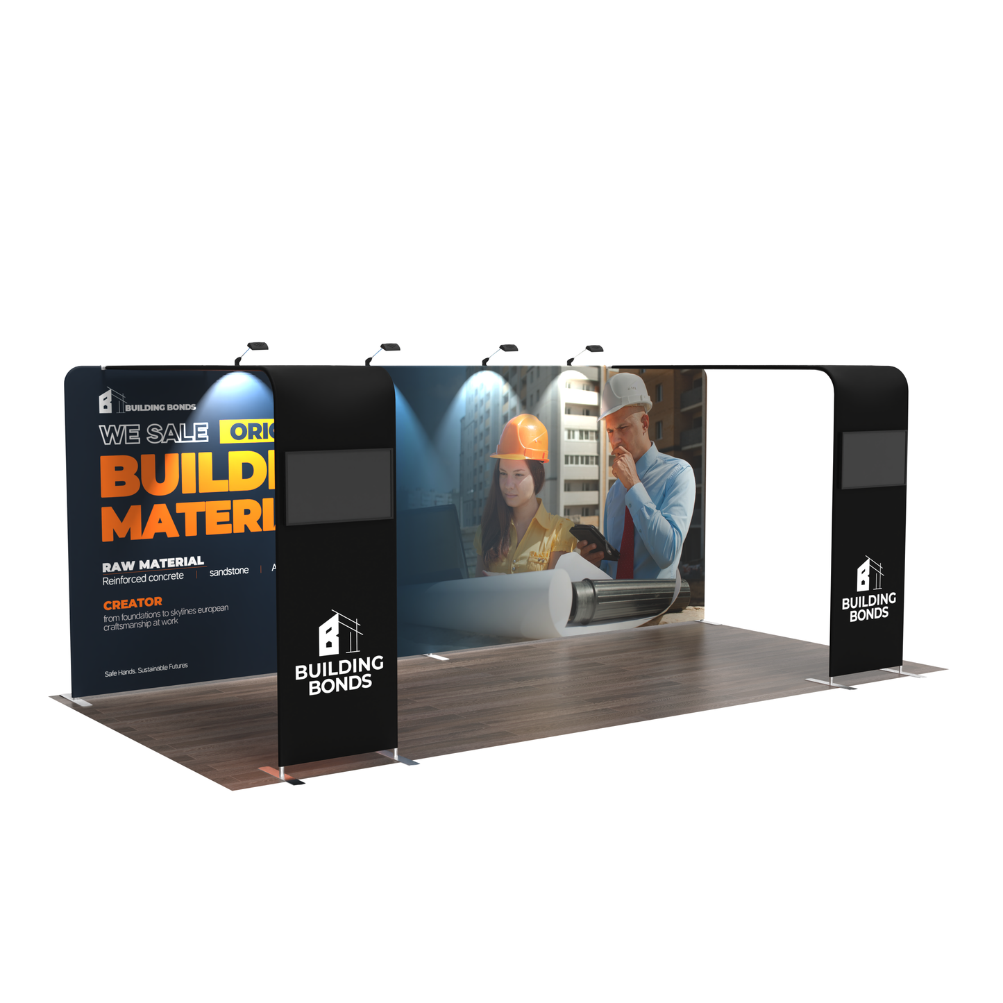 10x20 TenseFlex Media Trade Show Displays - Double Bridge