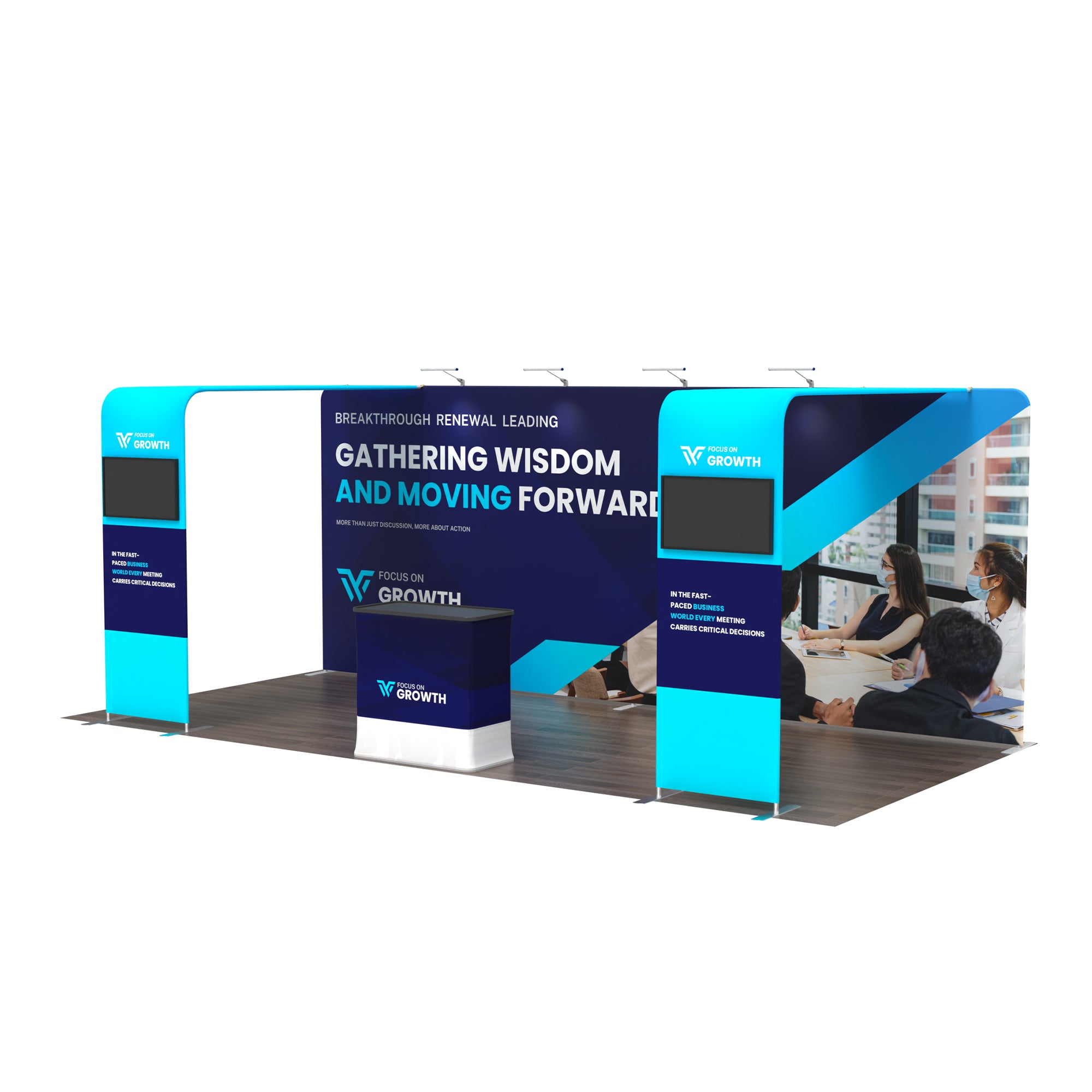 10x20 TenseFlex Media Trade Show Booth - Double Bridge - QuickShowDisplay